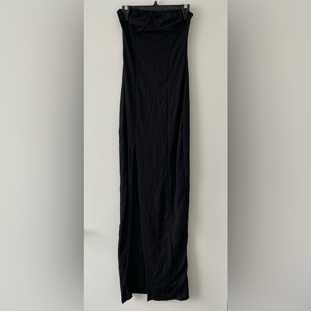 Pretty Little Thing Black Ribbed Underwire Strapless Midi Dress - US 6
